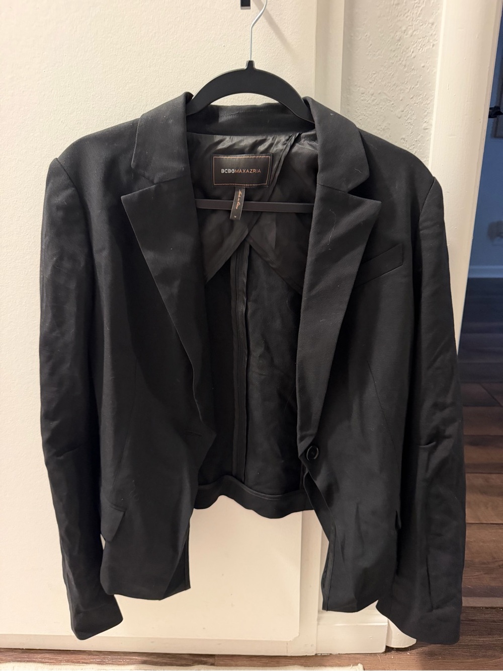 BCBGMaxAzria Black Women's Single-Button Tailored Blazer